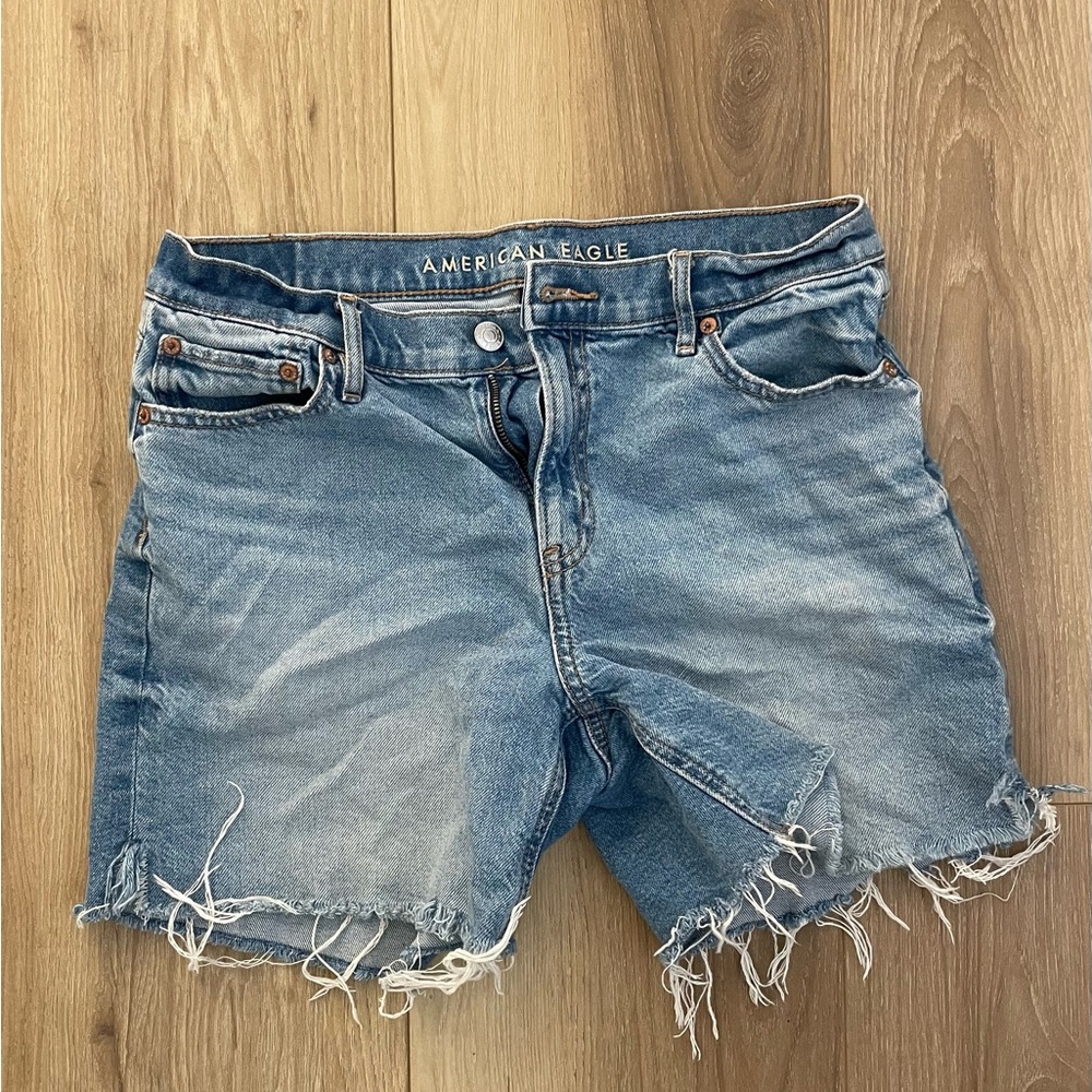 American Eagle Outfitters Light Blue Frayed Jean Shorts